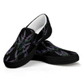 Embroidery Lavender Pattern Print Black Slip On Sneakers