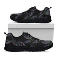 Embroidery Lavender Pattern Print Black Running Shoes