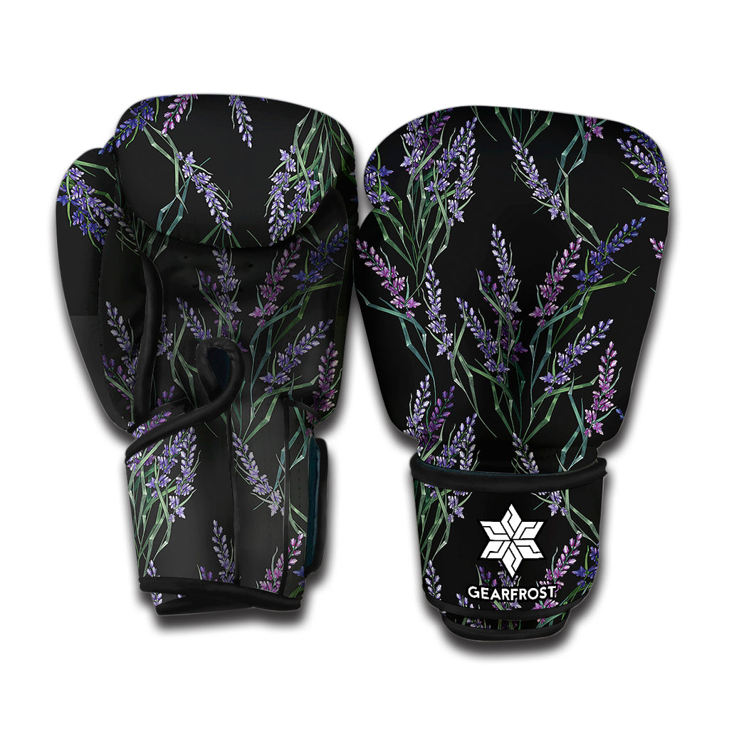 Embroidery Lavender Pattern Print Boxing Gloves