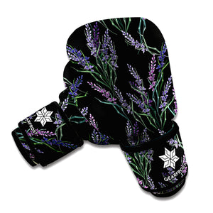 Embroidery Lavender Pattern Print Boxing Gloves