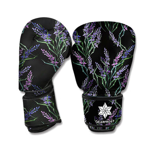 Embroidery Lavender Pattern Print Boxing Gloves