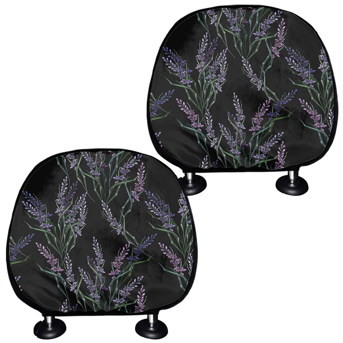 Embroidery Lavender Pattern Print Car Headrest Covers