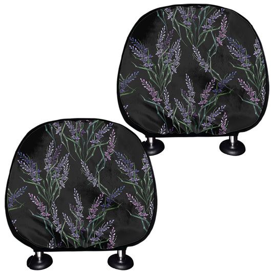 Embroidery Lavender Pattern Print Car Headrest Covers