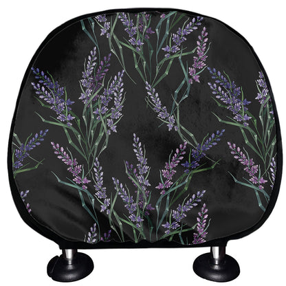 Embroidery Lavender Pattern Print Car Headrest Covers
