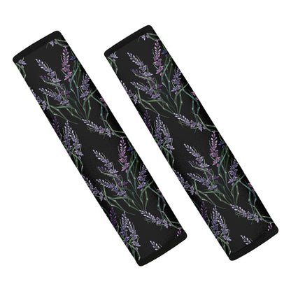 Embroidery Lavender Pattern Print Car Seat Belt Covers