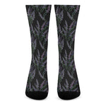 Embroidery Lavender Pattern Print Crew Socks