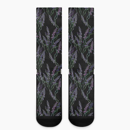 Embroidery Lavender Pattern Print Crew Socks