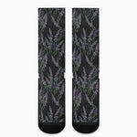 Embroidery Lavender Pattern Print Crew Socks