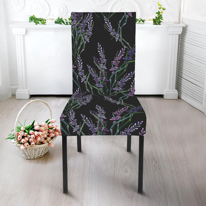 Embroidery Lavender Pattern Print Dining Chair Slipcover