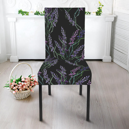 Embroidery Lavender Pattern Print Dining Chair Slipcover