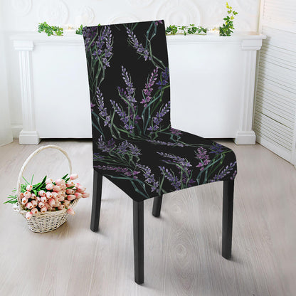 Embroidery Lavender Pattern Print Dining Chair Slipcover
