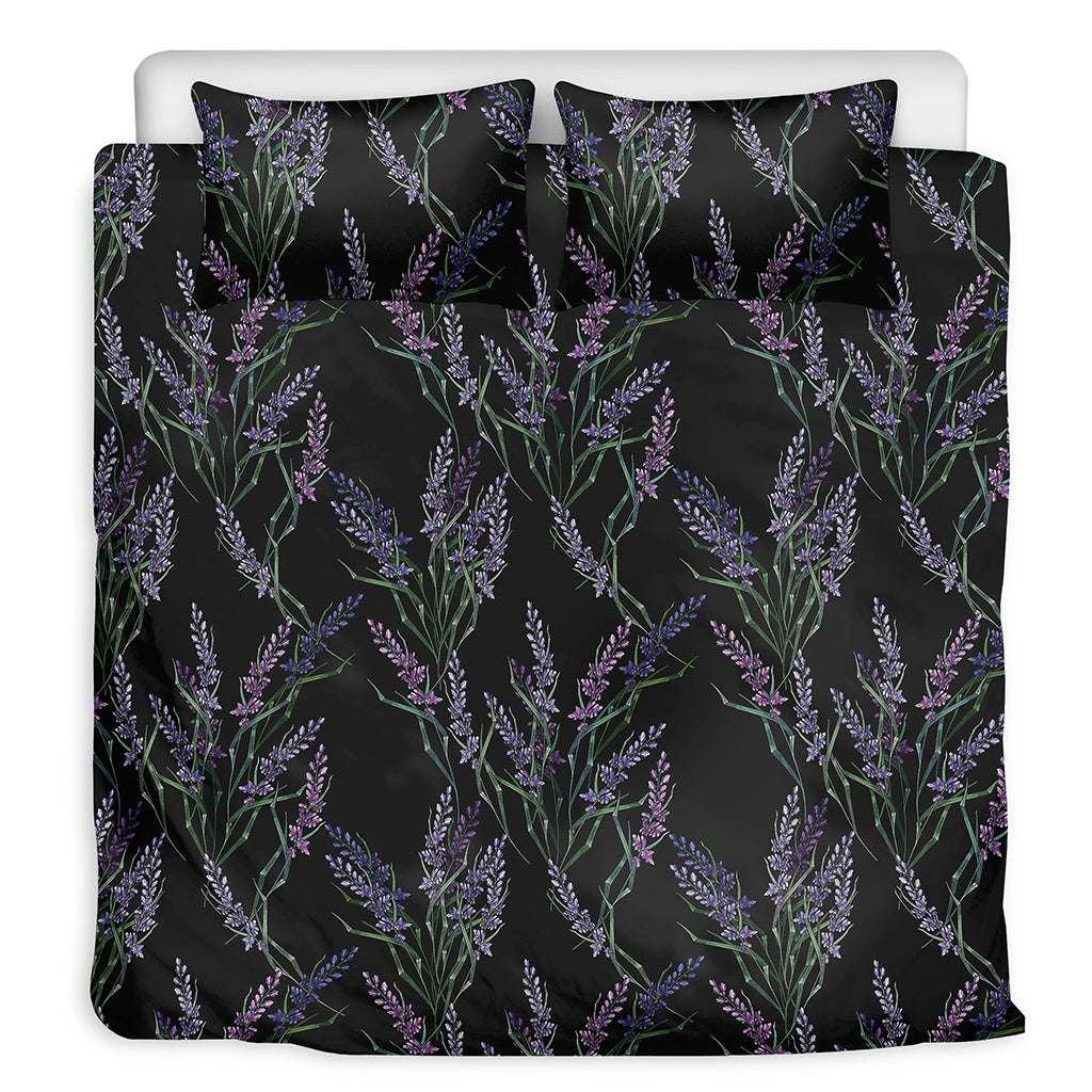 Embroidery Lavender Pattern Print Duvet Cover Bedding Set