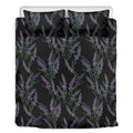 Embroidery Lavender Pattern Print Duvet Cover Bedding Set