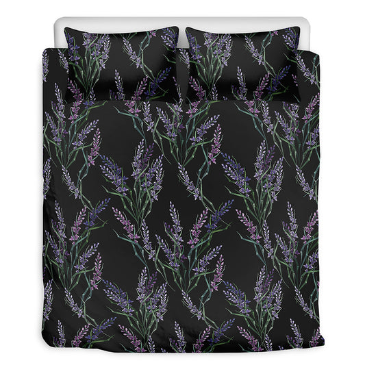Embroidery Lavender Pattern Print Duvet Cover Bedding Set