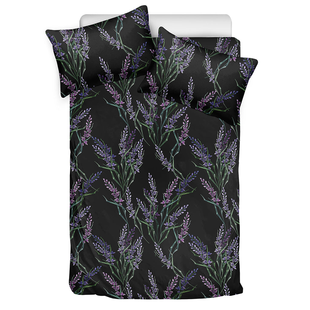 Embroidery Lavender Pattern Print Duvet Cover Bedding Set