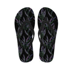 Embroidery Lavender Pattern Print Flip Flops