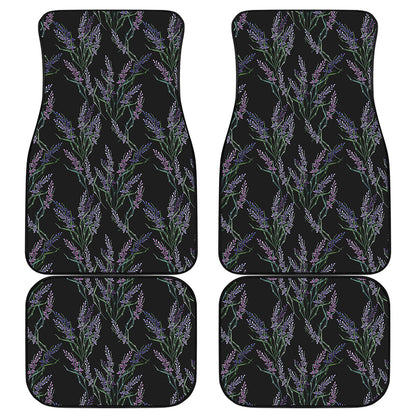 Embroidery Lavender Pattern Print Front and Back Car Floor Mats