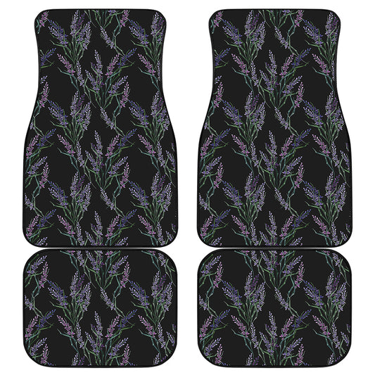 Embroidery Lavender Pattern Print Front and Back Car Floor Mats