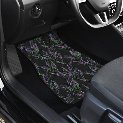 Embroidery Lavender Pattern Print Front and Back Car Floor Mats