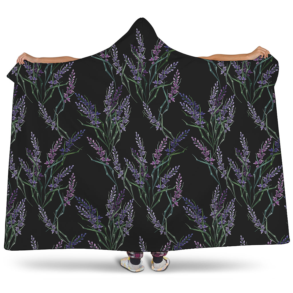 Embroidery Lavender Pattern Print Hooded Blanket