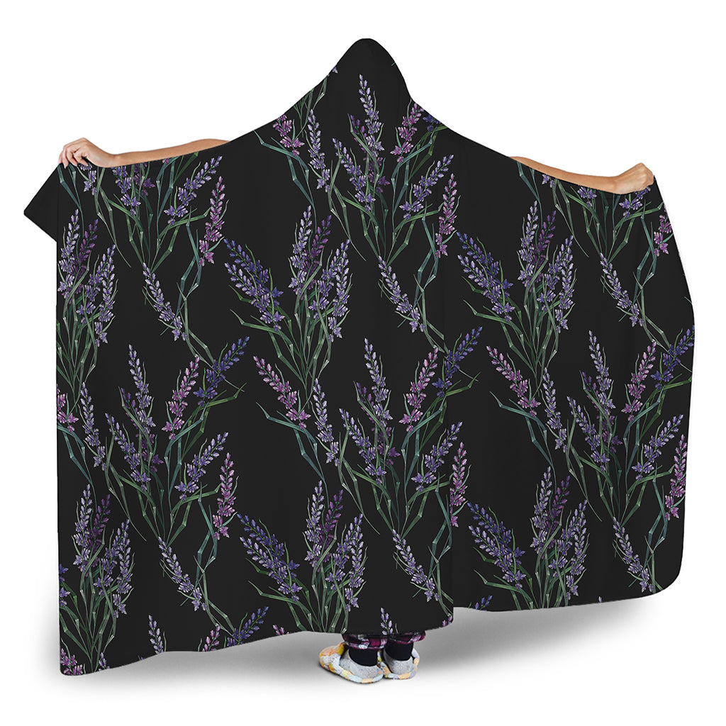 Embroidery Lavender Pattern Print Hooded Blanket