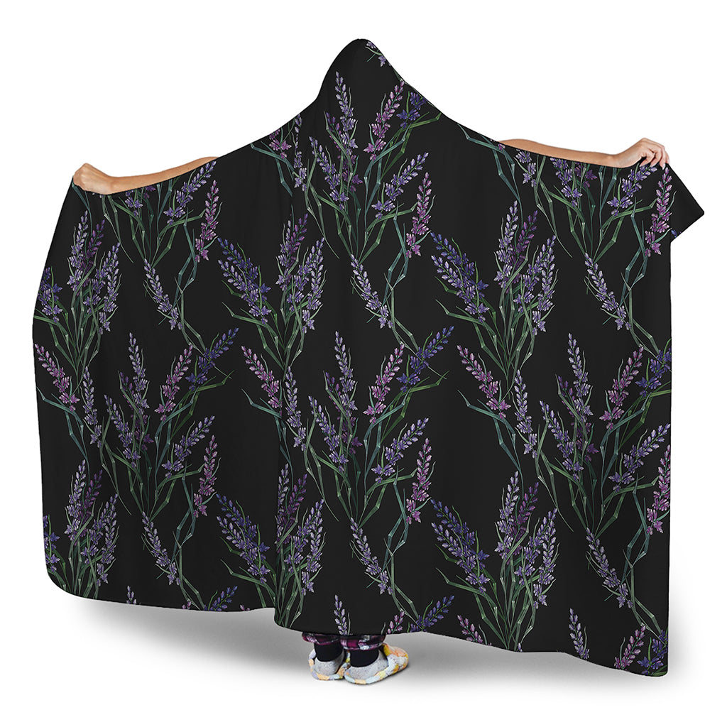Embroidery Lavender Pattern Print Hooded Blanket