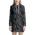 Embroidery Lavender Pattern Print Pullover Hoodie Dress
