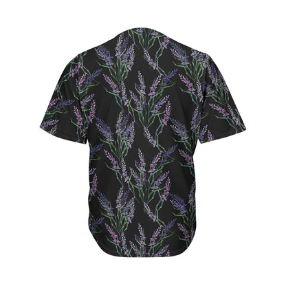 Embroidery Lavender Pattern Print Men's Baseball Jersey