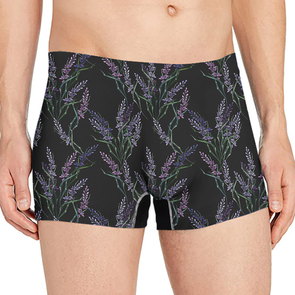 Embroidery Lavender Pattern Print Men's Boxer Briefs