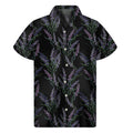 Embroidery Lavender Pattern Print Men's Short Sleeve Shirt