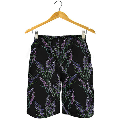 Embroidery Lavender Pattern Print Men's Shorts