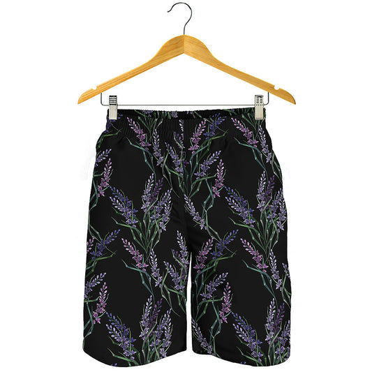 Embroidery Lavender Pattern Print Men's Shorts