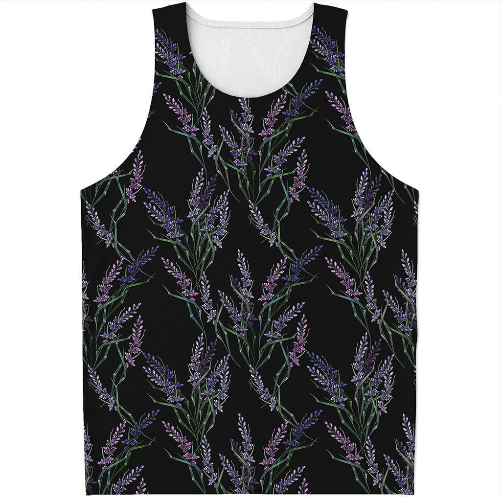 Embroidery Lavender Pattern Print Men's Tank Top