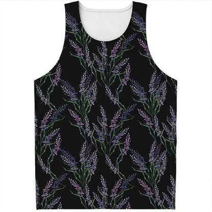 Embroidery Lavender Pattern Print Men's Tank Top