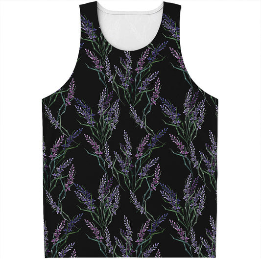 Embroidery Lavender Pattern Print Men's Tank Top