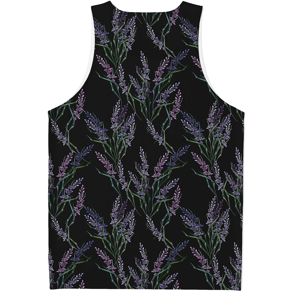 Embroidery Lavender Pattern Print Men's Tank Top