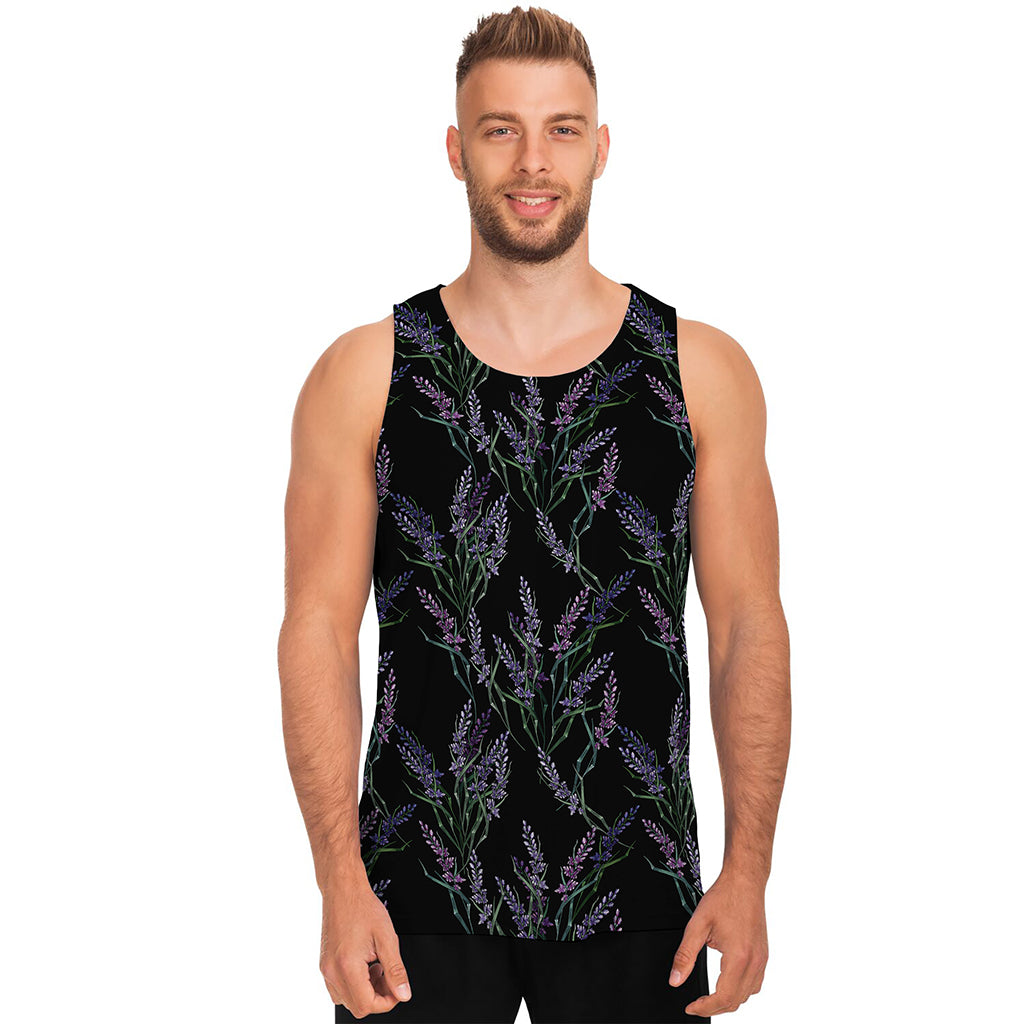 Embroidery Lavender Pattern Print Men's Tank Top
