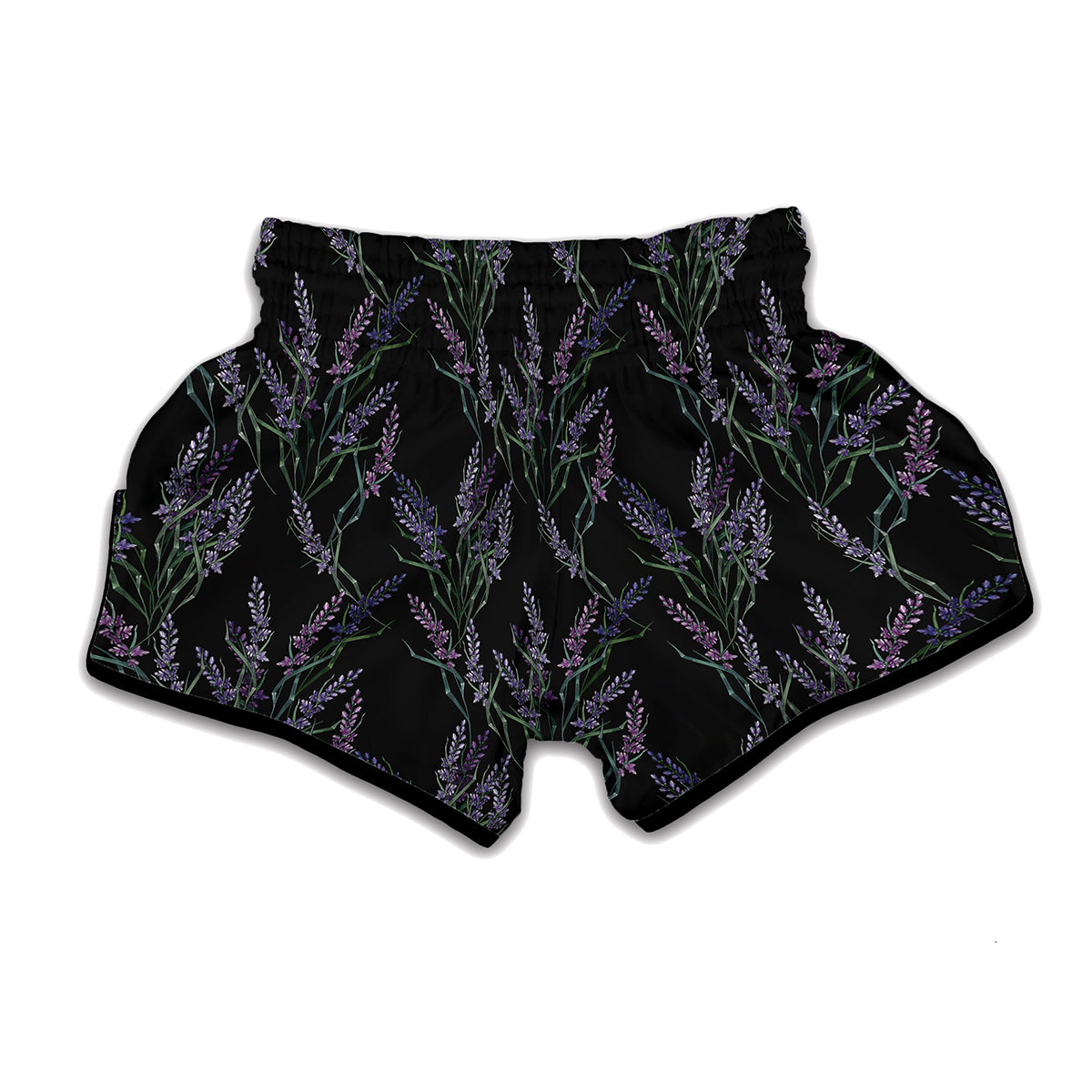 Embroidery Lavender Pattern Print Muay Thai Boxing Shorts