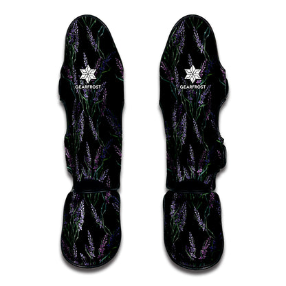 Embroidery Lavender Pattern Print Muay Thai Shin Guard