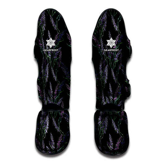 Embroidery Lavender Pattern Print Muay Thai Shin Guard