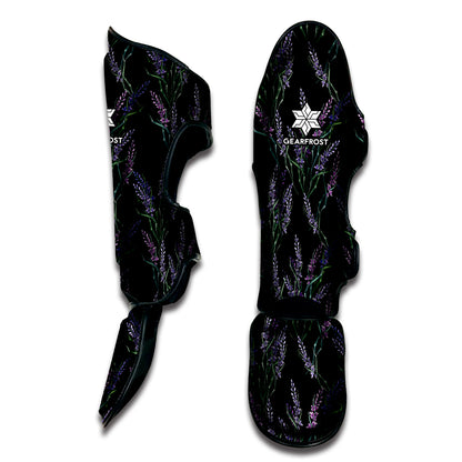 Embroidery Lavender Pattern Print Muay Thai Shin Guard