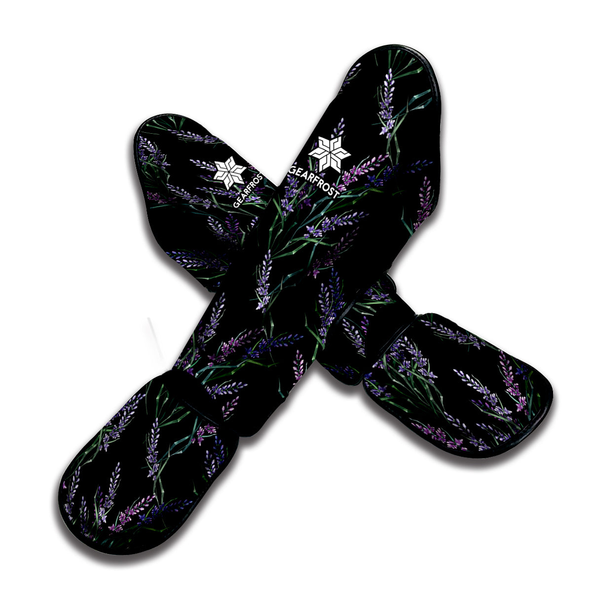 Embroidery Lavender Pattern Print Muay Thai Shin Guard