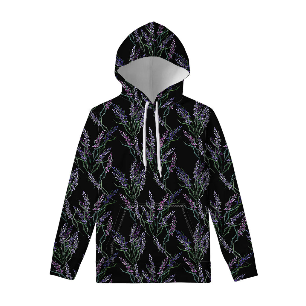 Embroidery Lavender Pattern Print Pullover Hoodie