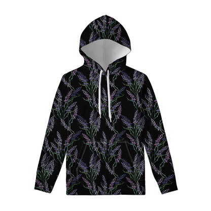 Embroidery Lavender Pattern Print Pullover Hoodie