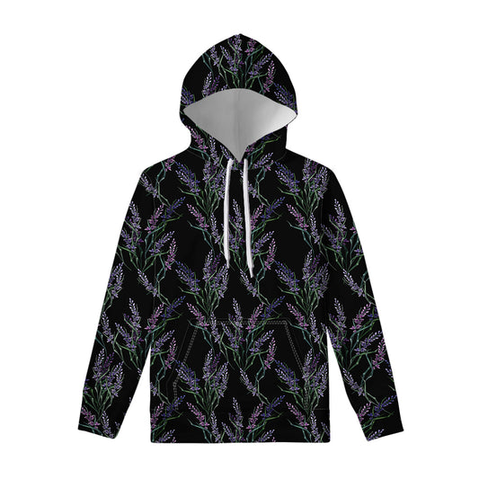 Embroidery Lavender Pattern Print Pullover Hoodie