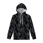 Embroidery Lavender Pattern Print Pullover Hoodie