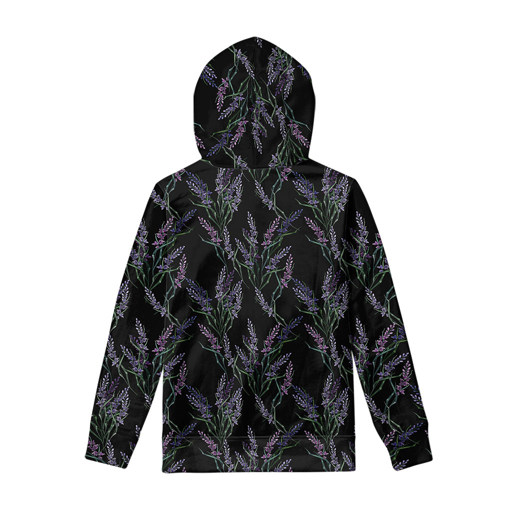 Embroidery Lavender Pattern Print Pullover Hoodie