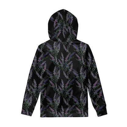 Embroidery Lavender Pattern Print Pullover Hoodie