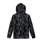 Embroidery Lavender Pattern Print Pullover Hoodie