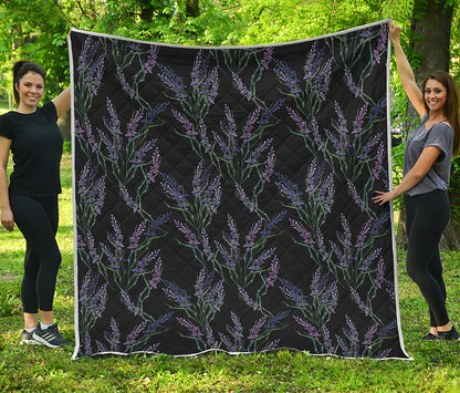 Embroidery Lavender Pattern Print Quilt